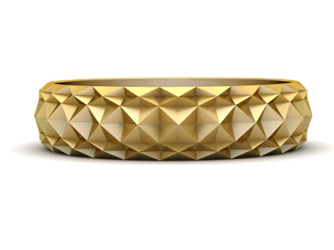 Golden Faceted Geometry Band Luxury 3D Printable Ring 3D Print Model