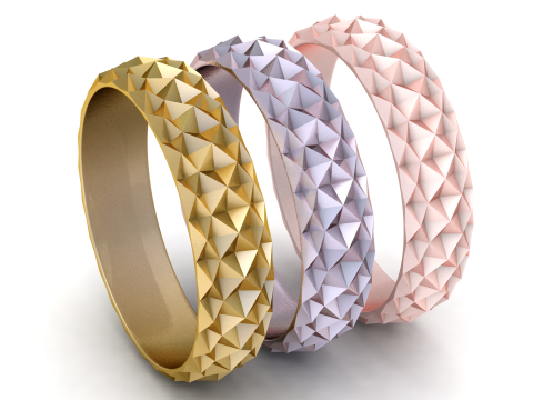 गोल्डन फेसेटेड ज्योमेट्री बैंड लक्ज़री 3डी प्रिंट करने योग्य अंगूठी 3D प्रिंट मॉडल