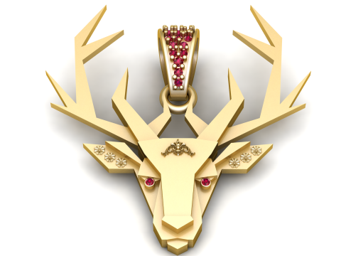 Golden Stag Crown Luxury Geometric Deer Pendant 3D Printable Model 3D Print Model
