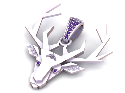 Altın Geyik Ta&ccedil; L&uuml;ks Geometrik Geyik Kolye 3D Yazdırılabilir Model 3D Baskı Modeli