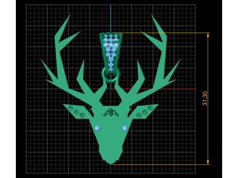 Altın Geyik Ta&ccedil; L&uuml;ks Geometrik Geyik Kolye 3D Yazdırılabilir Model 3D Baskı Modeli