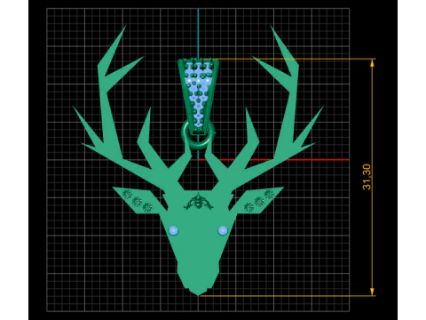 Golden Stag Crown Luxury Geometric Deer Pendant 3D Printable Model 3D Print Model