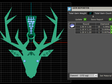 Altın Geyik Ta&ccedil; L&uuml;ks Geometrik Geyik Kolye 3D Yazdırılabilir Model 3D Baskı Modeli