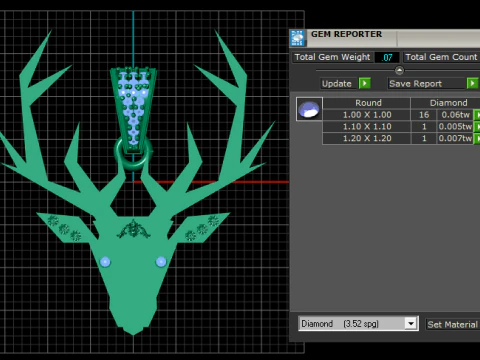 Golden Stag Crown Luxury Geometric Deer Pendant 3D Printable Model 3D Print Model