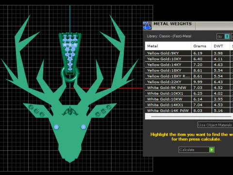 Golden Stag Crown Luxury Geometric Deer Pendant 3D Printable Model 3D Print Model