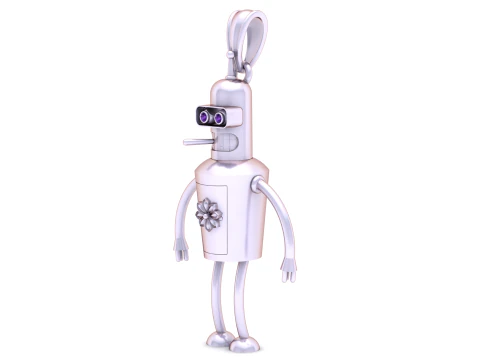 Golden Retro Robot Charm Luxury 3D Printable Pendant Model 3D Print Model