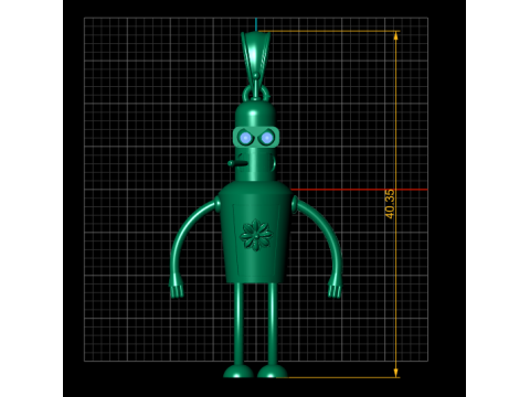 Golden Retro Robot Charm Luxury 3D Printable Pendant Model 3D Print Model