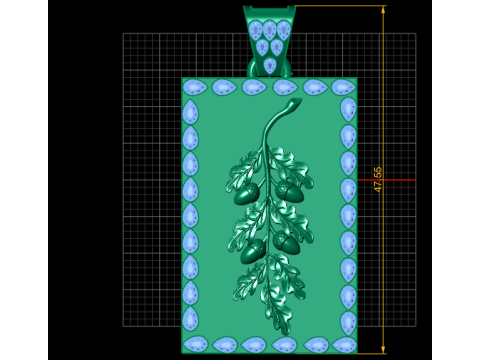 루비 오크 도토리 엠블럼 럭셔리 3D 인쇄 가능한 펜던트 모델 3D 프린트 모델