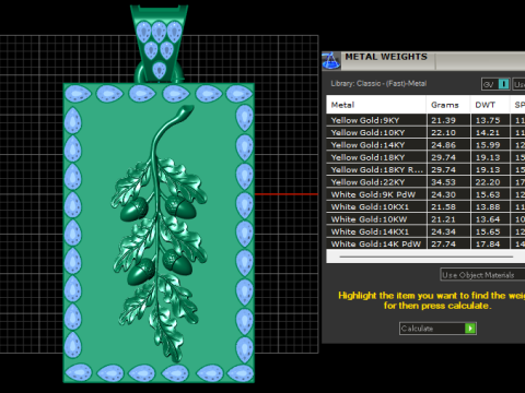루비 오크 도토리 엠블럼 럭셔리 3D 인쇄 가능한 펜던트 모델 3D 프린트 모델