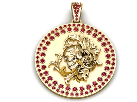 Baroque Skull Medallion Luxury 3D Printable Pendant 3D Print Model