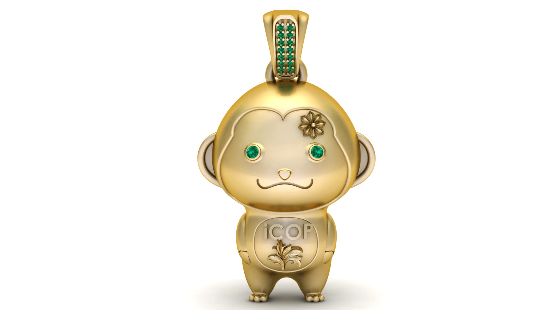 Golden Lucky Monkey Charm Luxury 3D Printable Pendant 3D Print Model .c4d .max .obj .3ds .fbx .stl .blend