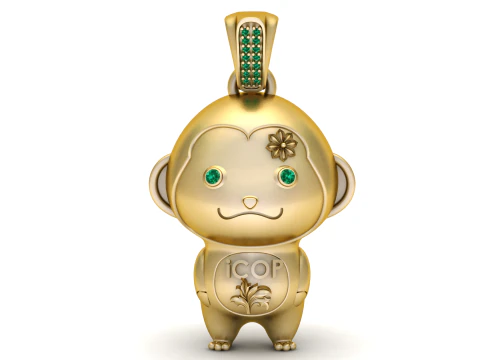 Golden Lucky Monkey Charm Luxury 3D Printable Pendant 3D Print Model