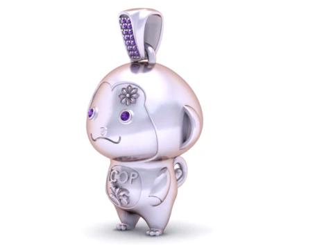 Golden Lucky Monkey Charm Luxury 3D Printable Pendant 3D Print Model