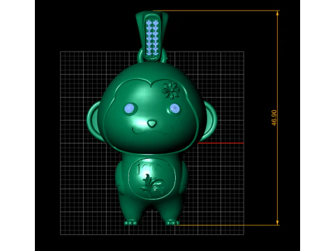 Golden Lucky Monkey Charm Luxury 3D Printable Pendant 3D Print Model