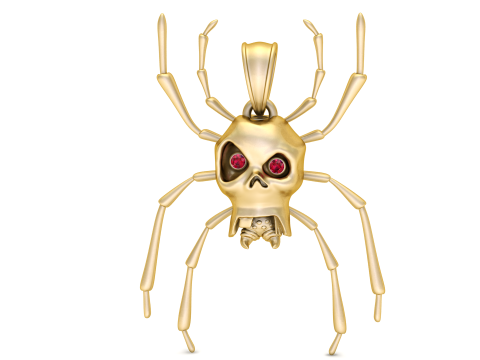 Golden Skull Spider Charm Luxury 3D Printable Pendant 3D Print Model