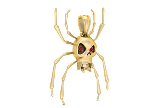 Golden Skull Spider Charm Luxury 3D Printable Pendant 3D Print Model
