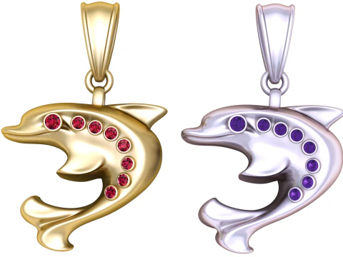 Elegant Dolphin Pendant 3D Printable Gold Jewelry Model 3D Print Model