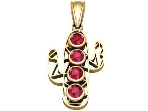 Modern Cactus Pendant 3D Printable Jewelry Model 3D Print Model