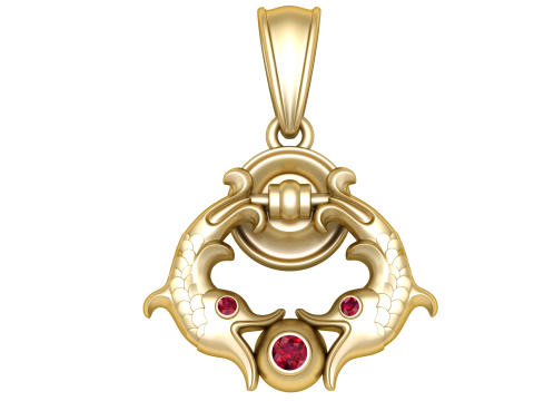 Sacred Twin Fish Pendant 3D Printable Jewelry Model 3D Print Model