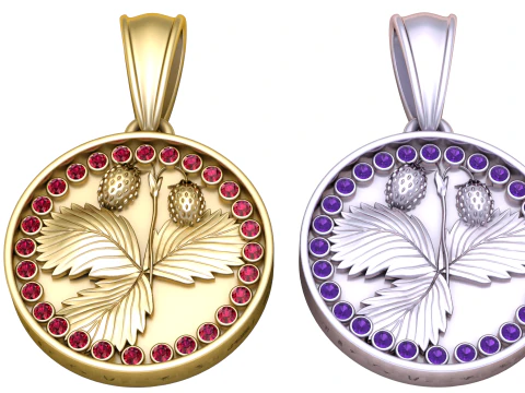 Botanical Leaf Coin Pendant 3D Printable Medallion Jewelry Model 3D Print Model