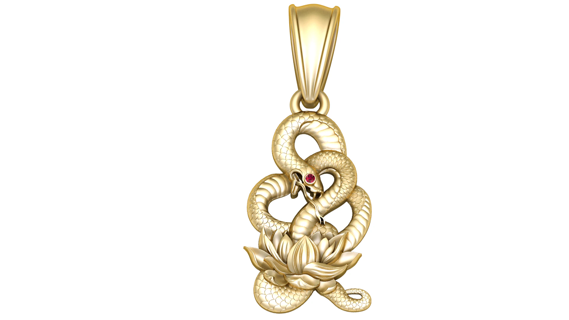 Sacred Snake Lotus Pendant 3D Printable Jewelry Model 3D Print Model .c4d .max .obj .3ds .fbx .stl .blend 