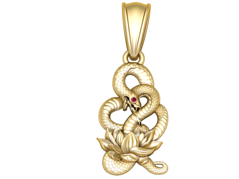 Sacred Snake Lotus Pendant 3D Printable Jewelry Model 3D Print Model