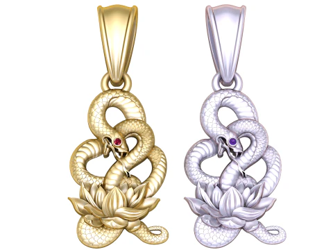 Sacred Snake Lotus Pendant 3D Printable Jewelry Model 3D Print Model