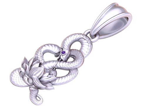 Sacred Snake Lotus Pendant 3D Printable Jewelry Model 3D Print Model