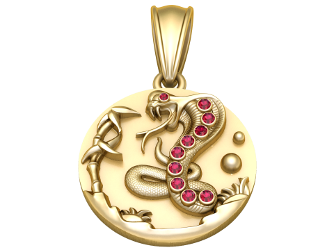 Serpent Coin Pendant 3D Printable Mythical Jewelry Model 3D Print Model