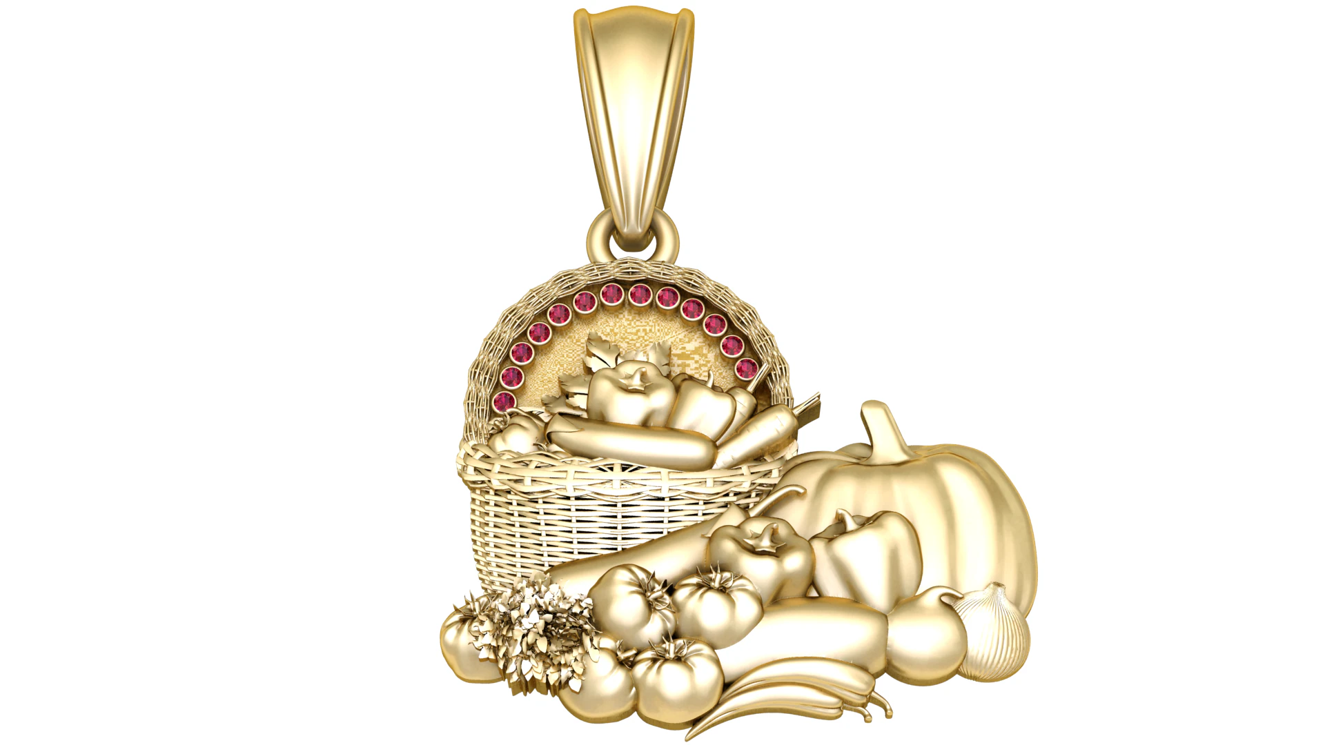 Harvest Basket Pendant 3D Printable Jewelry Model 3D Print Model .c4d .max .obj .3ds .fbx .stl .blend