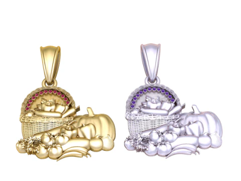 Harvest Basket Pendant 3D Printable Jewelry Model 3D Print Model