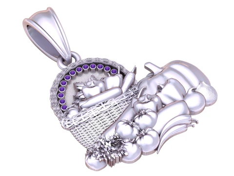 Harvest Basket Pendant 3D Printable Jewelry Model 3D Print Model