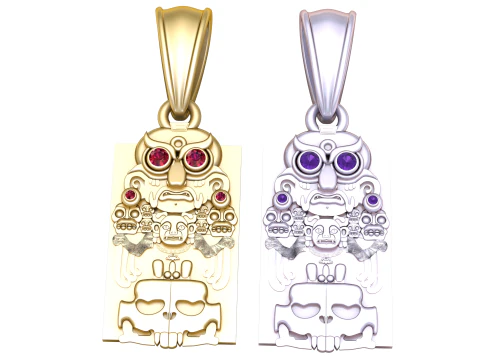 Ancient Tribal Totem Mask Pendant 3D Printable Gold Jewelry Model 3D Print Model