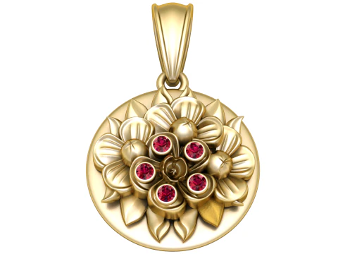 Luxury Floral Cluster Medallion 3D Printable Jewelry Model 3D Print Model