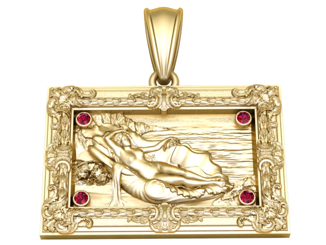 Classical Art Frame Pendant 3D Printable Jewelry Model 3D Print Model .c4d .max .obj .3ds .fbx .stl .blend 