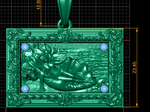 Classical Art Frame Pendant 3D Printable Jewelry Model 3D Print Model