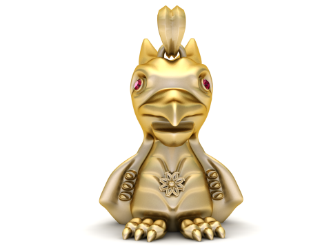 金色神秘龙幼体吊坠奢华 3D 打印珠宝 3D 打印模型