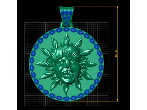 Emerald Sun Child Medallion Luxury 3D Printable Gold Pendant 3D Print Model
