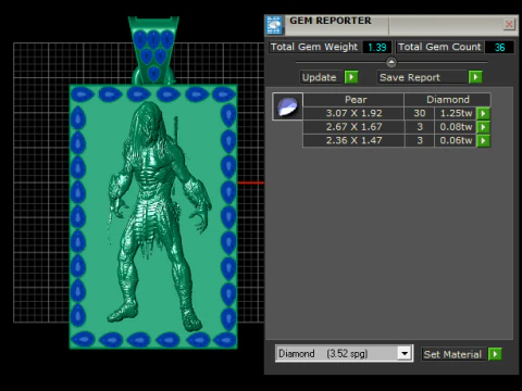 Golden Predator Warrior Pendant Emerald Frame Luxury 3D Printable Jewelry 3D Print Model
