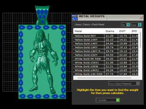 Golden Predator Warrior Pendant Emerald Frame Luxury 3D Printable Jewelry 3D Print Model