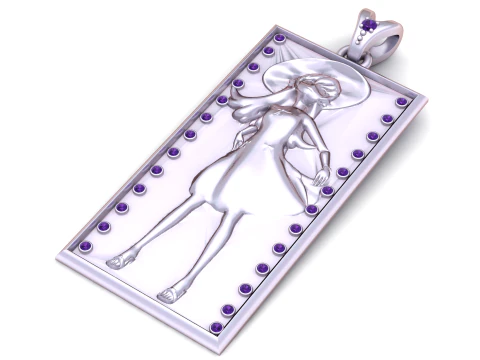 Golden Elegance Lady Pendant Emerald Frame Luxury 3D Printable Jewelry 3D Print Model