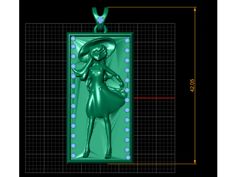 Golden Elegance Lady Pendant Emerald Frame Luxury 3D Printable Jewelry 3D Print Model