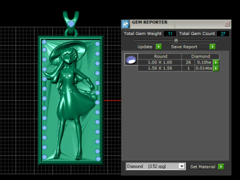 Golden Elegance Lady Pendant Emerald Frame Luxury 3D Printable Jewelry 3D Print Model
