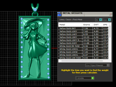 Golden Elegance Lady Pendant Emerald Frame Luxury 3D Printable Jewelry 3D Print Model