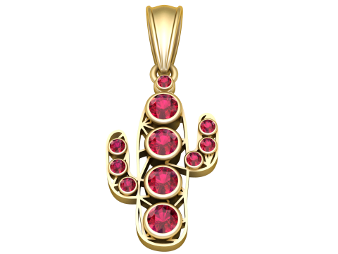 Modern Openwork Cactus Pendant 3D Printable Jewelry Model 3D Print Model