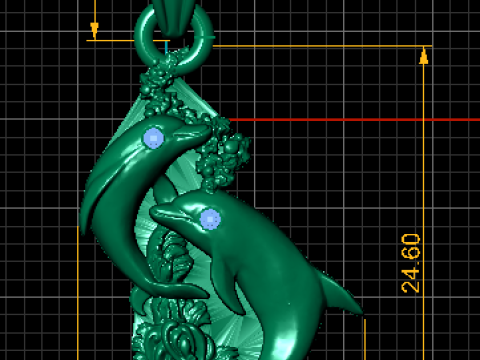 Twin Dolphin Vertical Pendant 3D Printable Model 3D Print Model