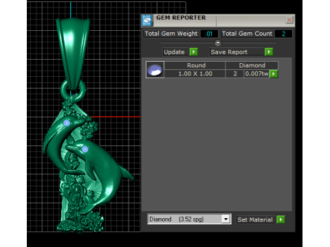 Twin Dolphin Vertical Pendant 3D Printable Model 3D Print Model