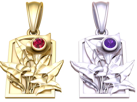 Floral Relief Rectangle Pendant 3D Printable Model 3D Print Model