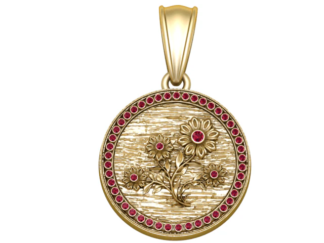 Daisy Coin Pendant 3D Printable Model 3D Print Model .c4d .max .obj .3ds .fbx .stl .blend