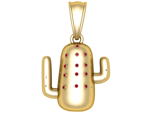 Minimal Cactus Charm Pendant 3D Printable Model 3D Print Model